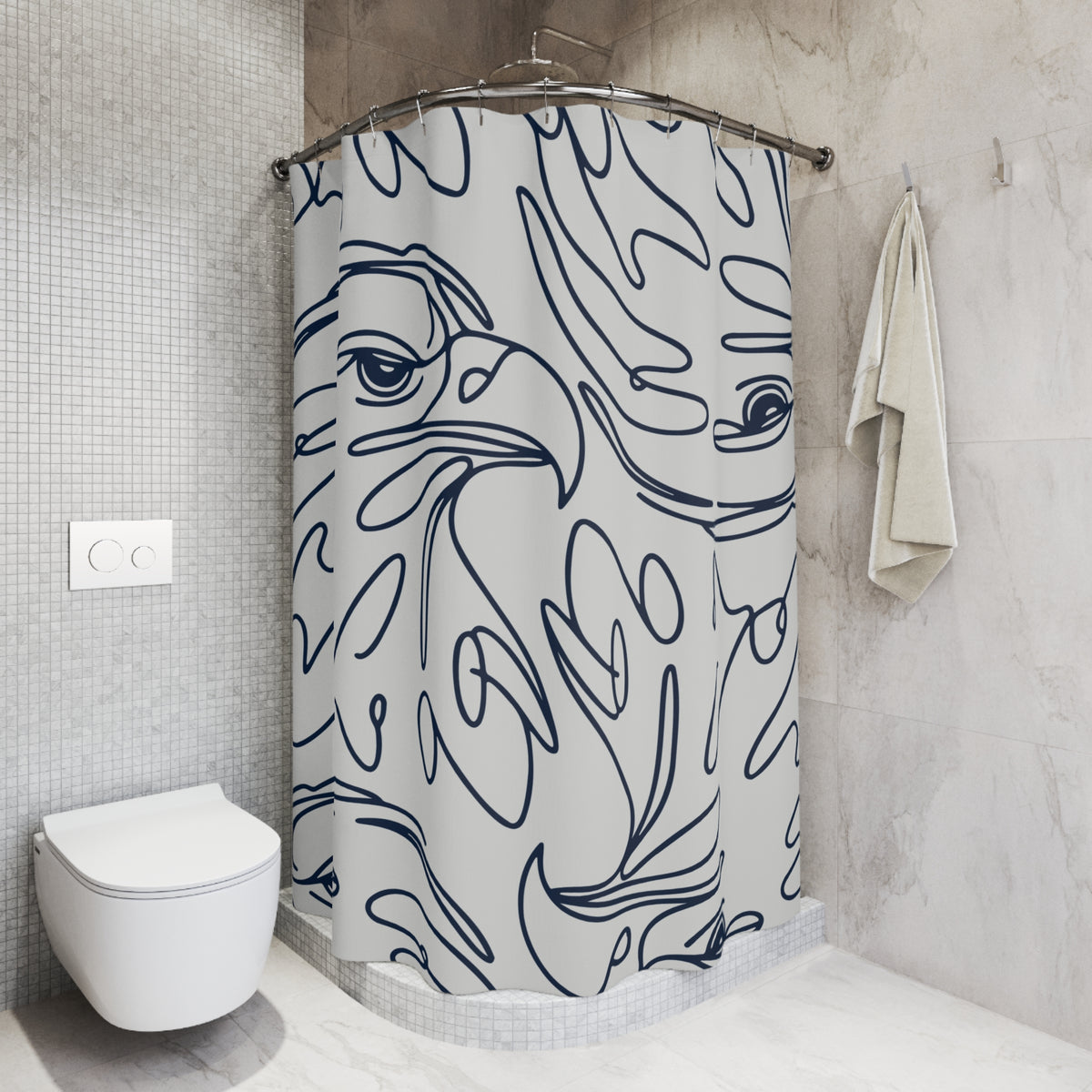 Eagle Line Art Shower Curtain