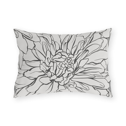 Dahlia Lines Outdoor Pillow | Botanical Floral Cushion
