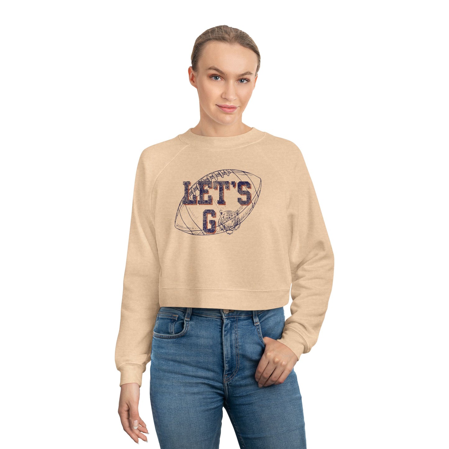 Let's Go Tigers Cropped Pullover Light Sweatshirt