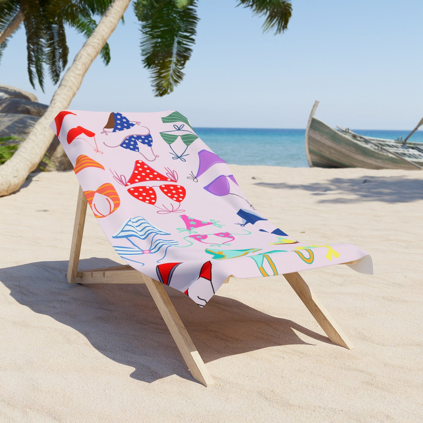 Bikini Pattern Beach Towel — Colorful Swimsuit Print Summer Towel