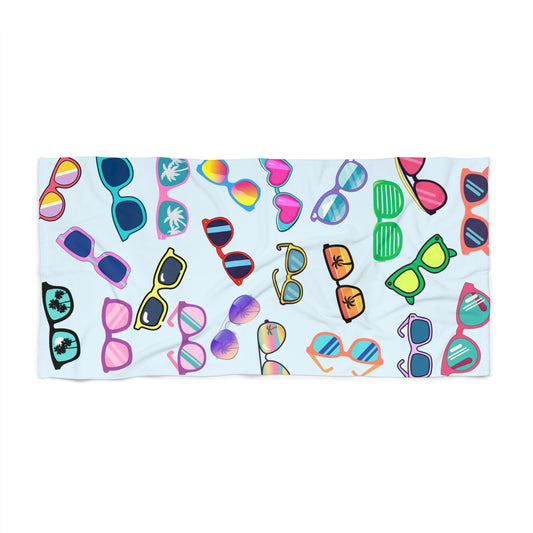 Sunglasses Pattern Beach Towel — Colorful Retro Shades Summer Towel