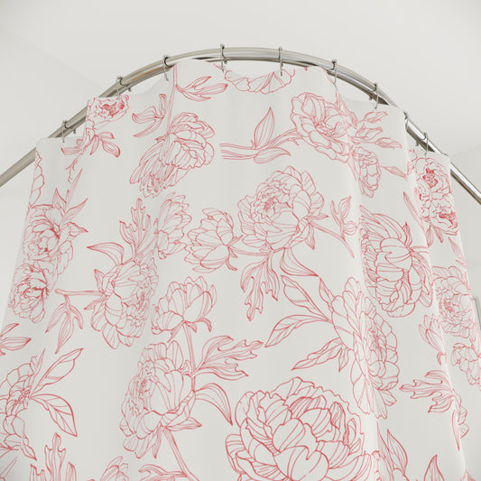 Blush Peony Shower Curtain | Floral Bathroom Decor