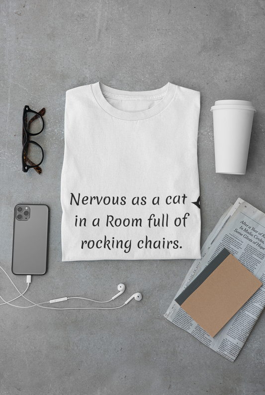 Nervous Cat Unisex Comfort colors T-Shirt, Funny Cat Tee, Gift for Cat Lovers, Relaxed Fit Humor Shirt, Casual Wear, Anxiety humor, nervous