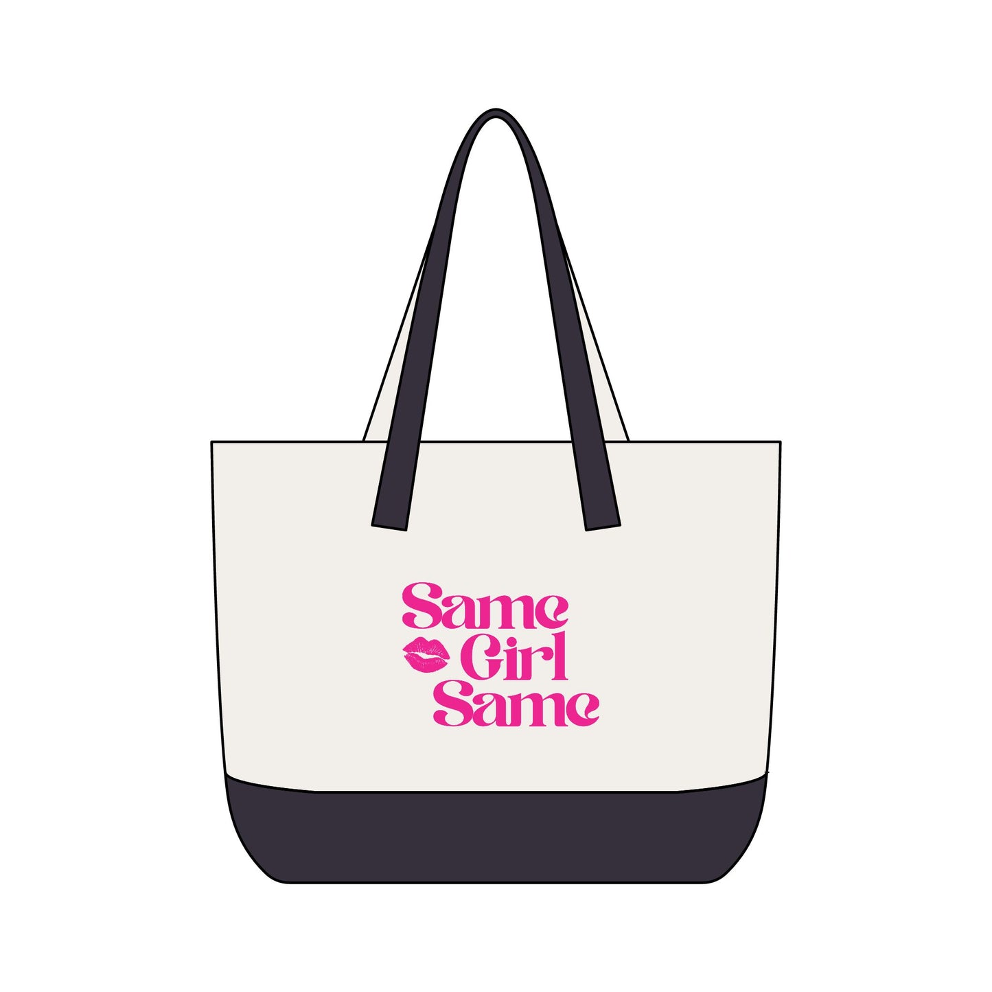 Canvas Tote — "Same Girl Same" Pink Lip Graphic Zippered Tote