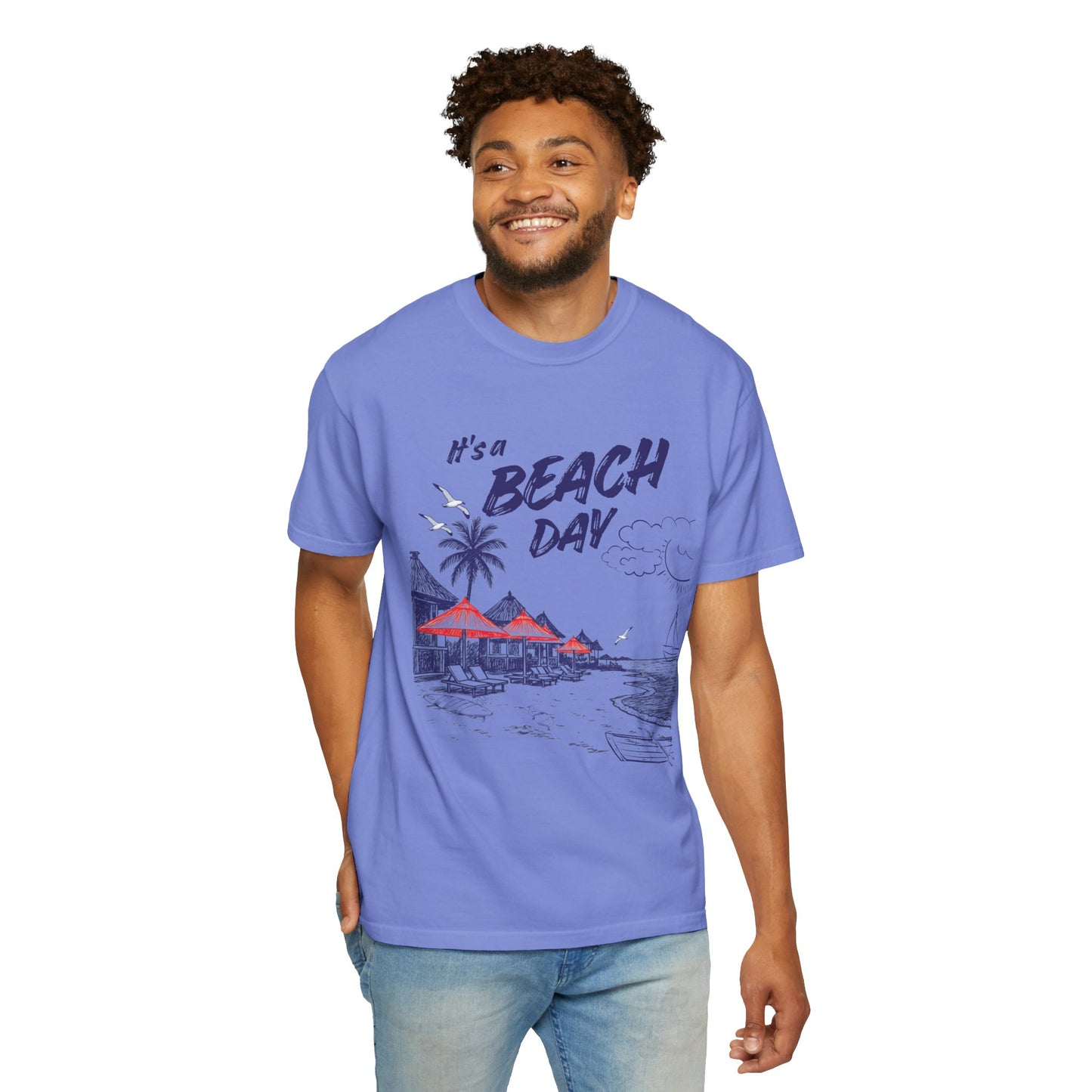 Beach Day Beach Night T-Shirt — Front & Back Beach Scene Unisex Tee
