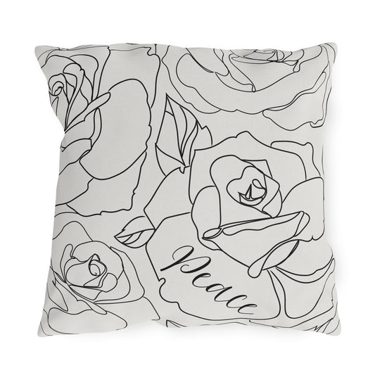 Peace Floral Outdoor Pillows, Outdoor Decor, Garden Cushions, Patio Accessories, Home Relaxation, Water resistant, UV protection