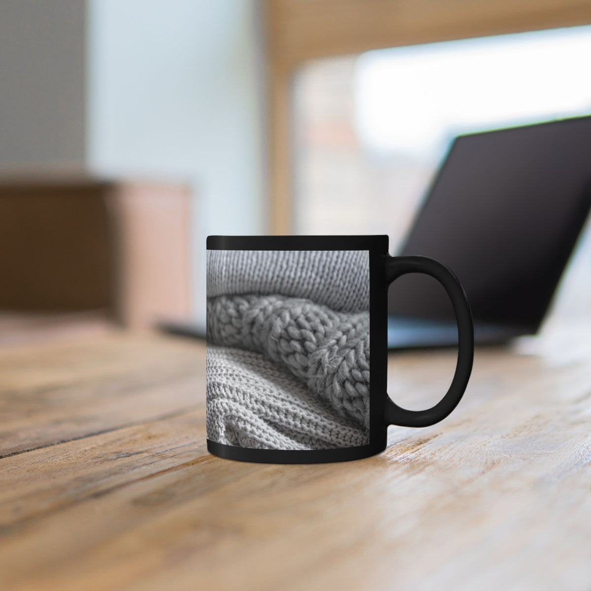 Cozy Sweater Weather Mug | Black Ceramic Coffee Cup, 11 oz or 15 oz