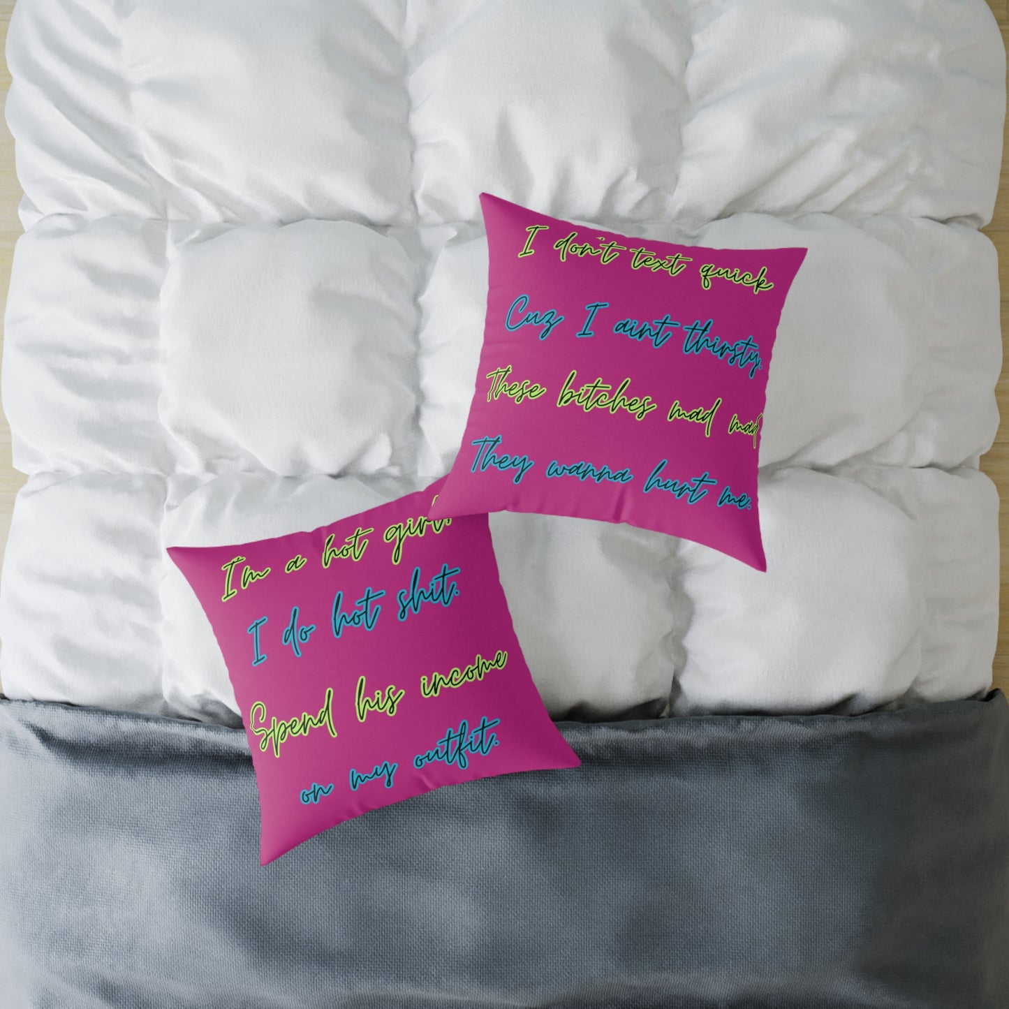 Ima Hot Girl I Do Hot Shit Pillow, Square Poly Canvas Pillow, Dorm Room Decor