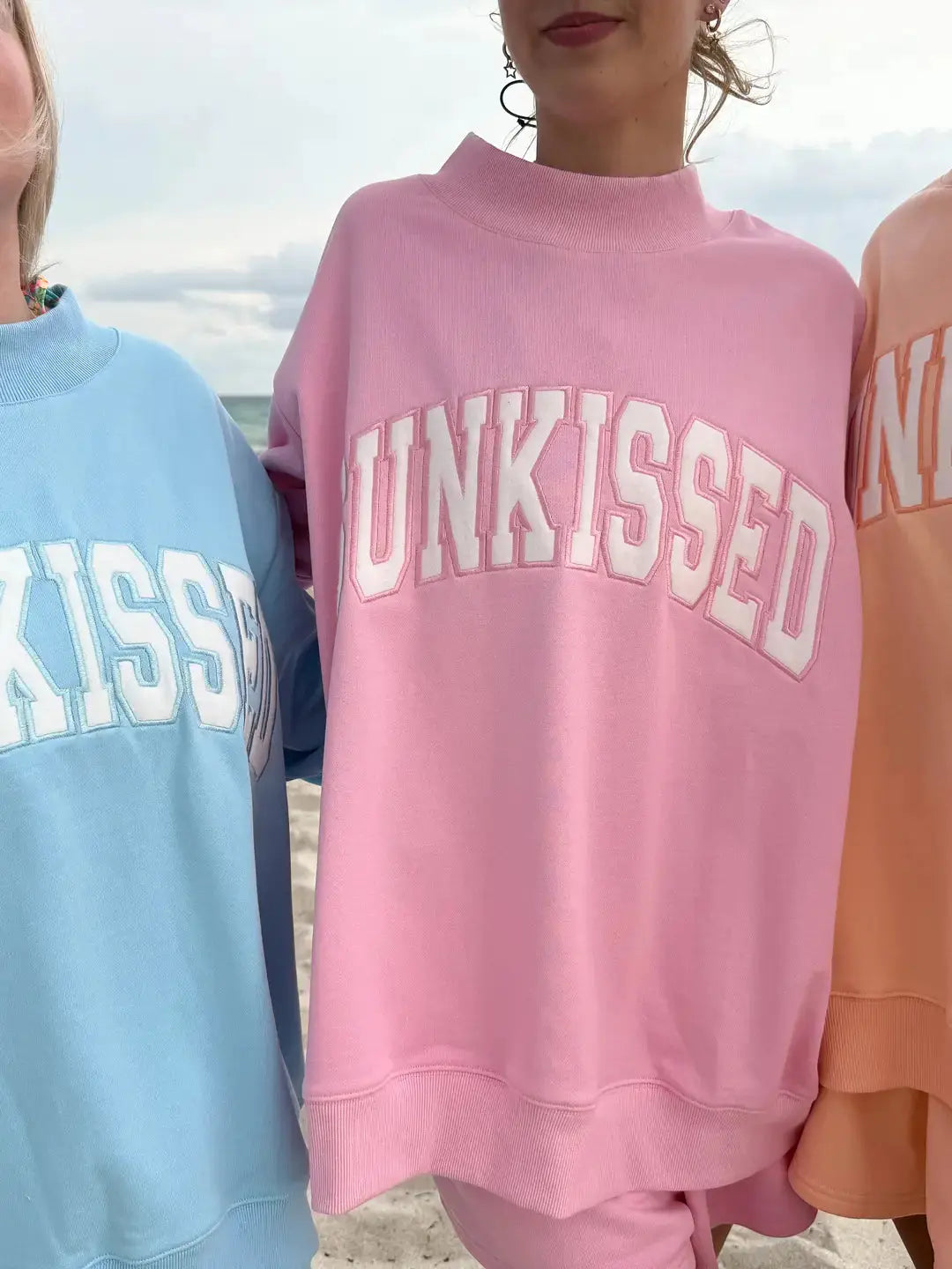 Berry Blue Varsity Sunkissed Embroidered Mockneck Sweatshirt 100% Cotton