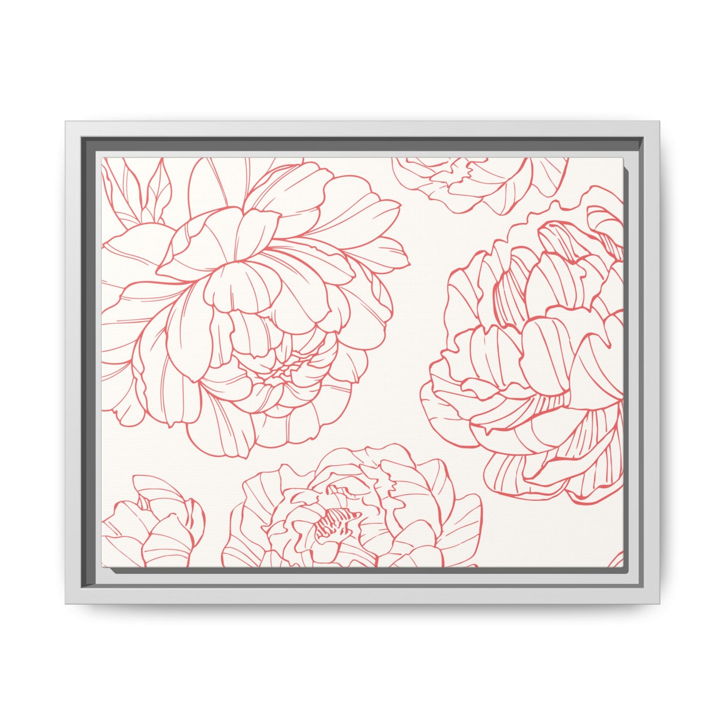 Floral Matte Canvas, White Wooden Framed, Matching Shower Curtain Available