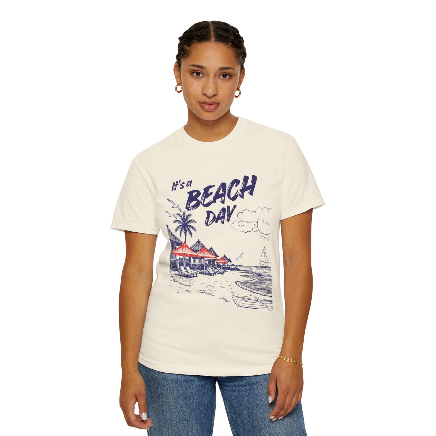 Beach Day Beach Night T-Shirt — Front & Back Beach Scene Unisex Tee