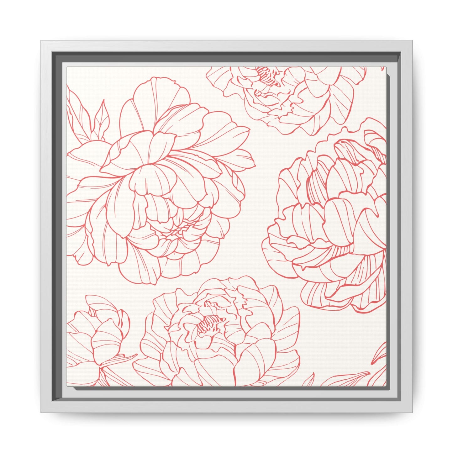 Floral Matte Canvas, White Wooden Framed, Matching Shower Curtain Available