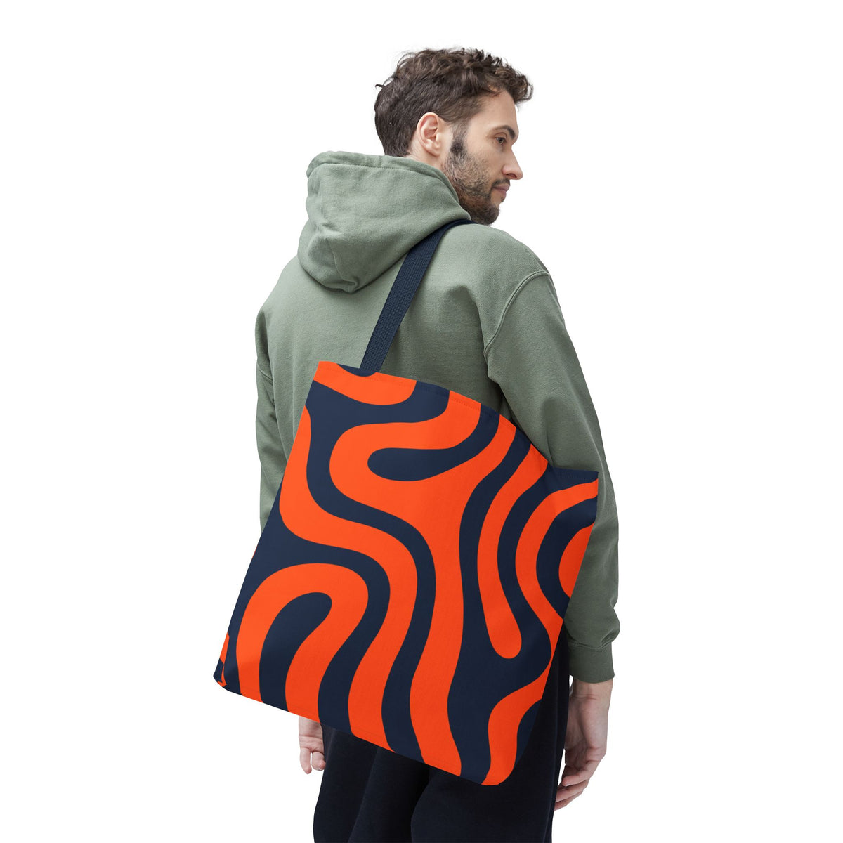 Tiger stripe Orange and Navy Tote Bag