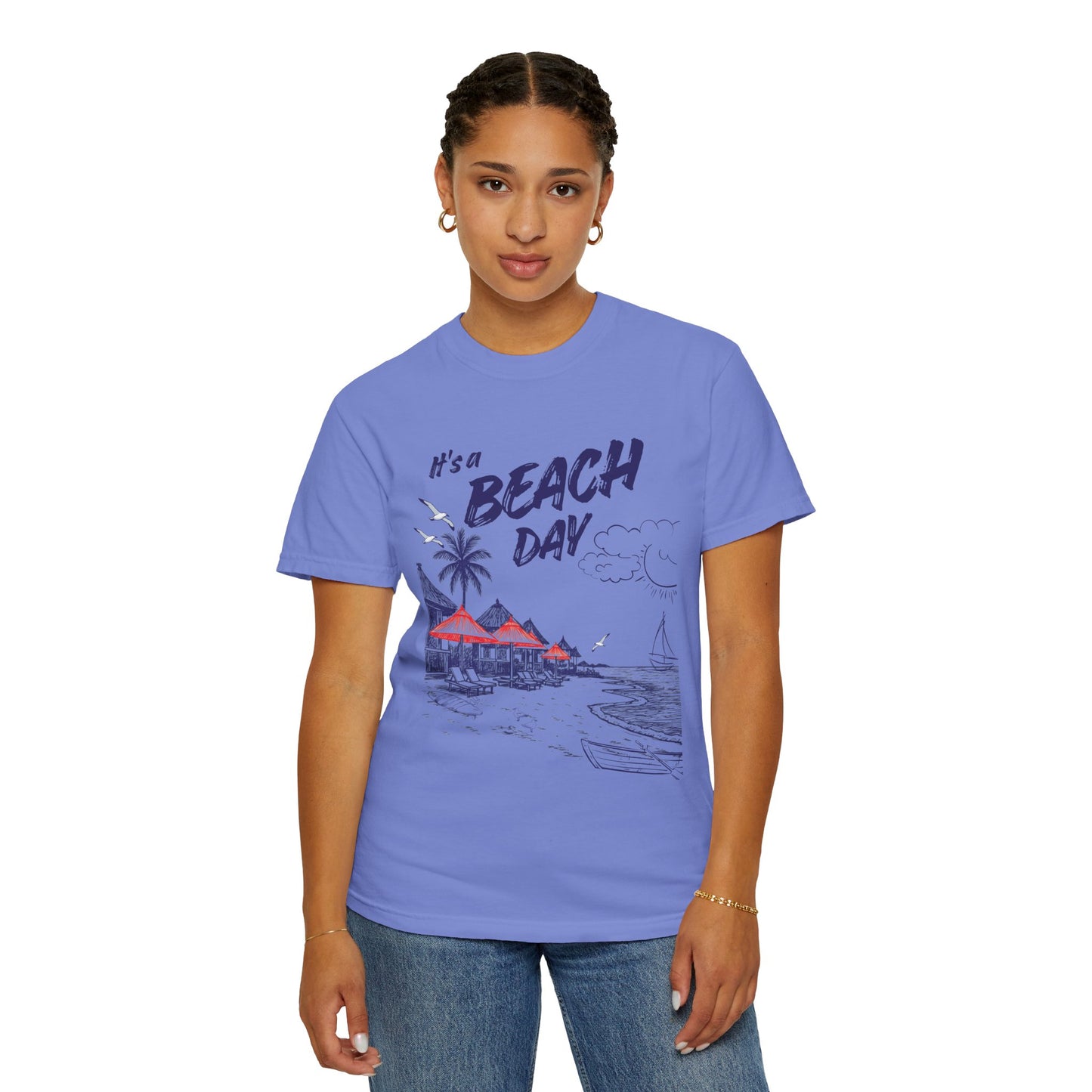 Beach Day Beach Night T-Shirt — Front & Back Beach Scene Unisex Tee