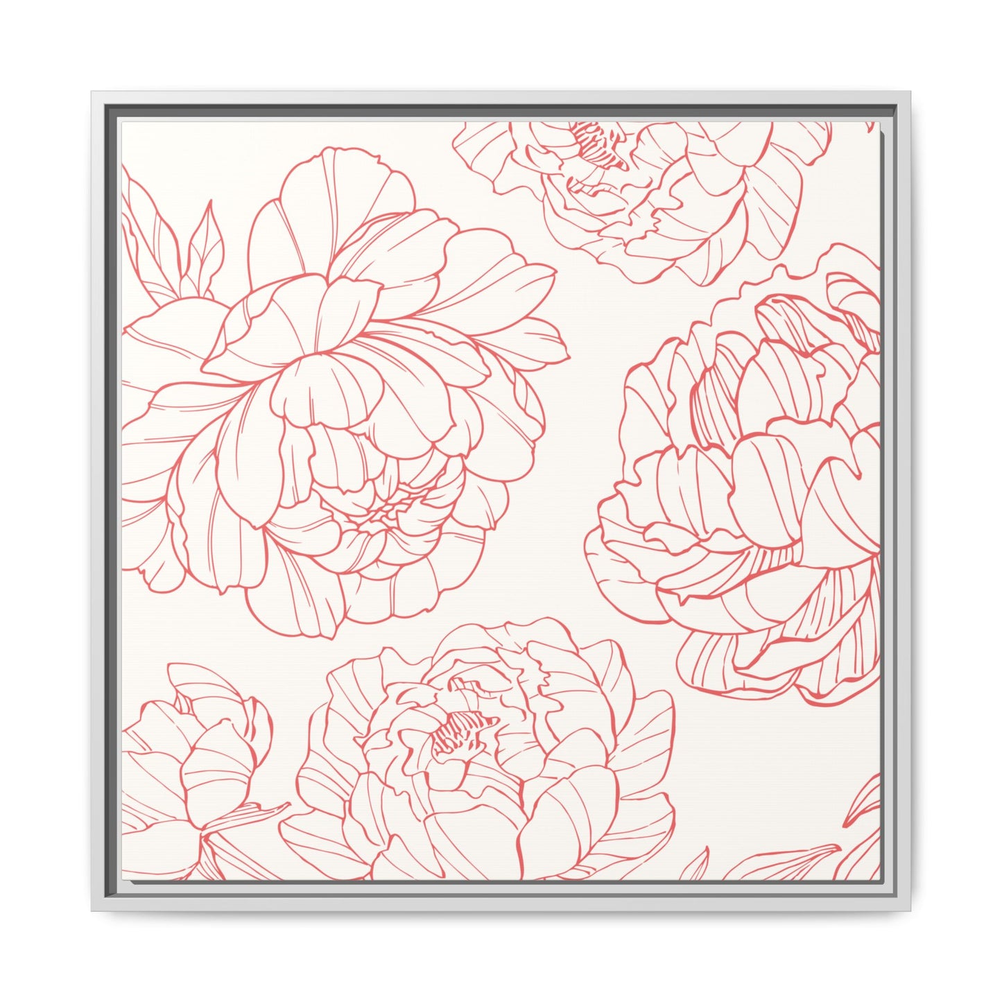 Floral Matte Canvas, White Wooden Framed, Matching Shower Curtain Available