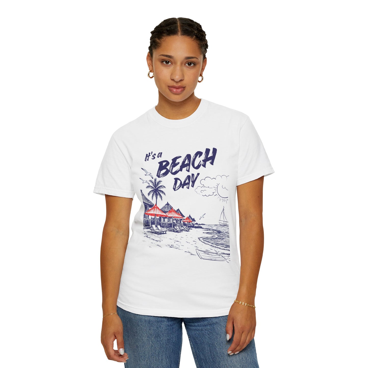 Beach Day Beach Night T-Shirt — Front & Back Beach Scene Unisex Tee