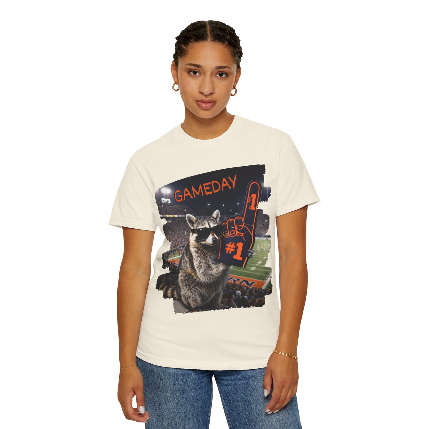 Raccoon Football Fan T-Shirt — Comfort Colors Garment-Dyed Tee