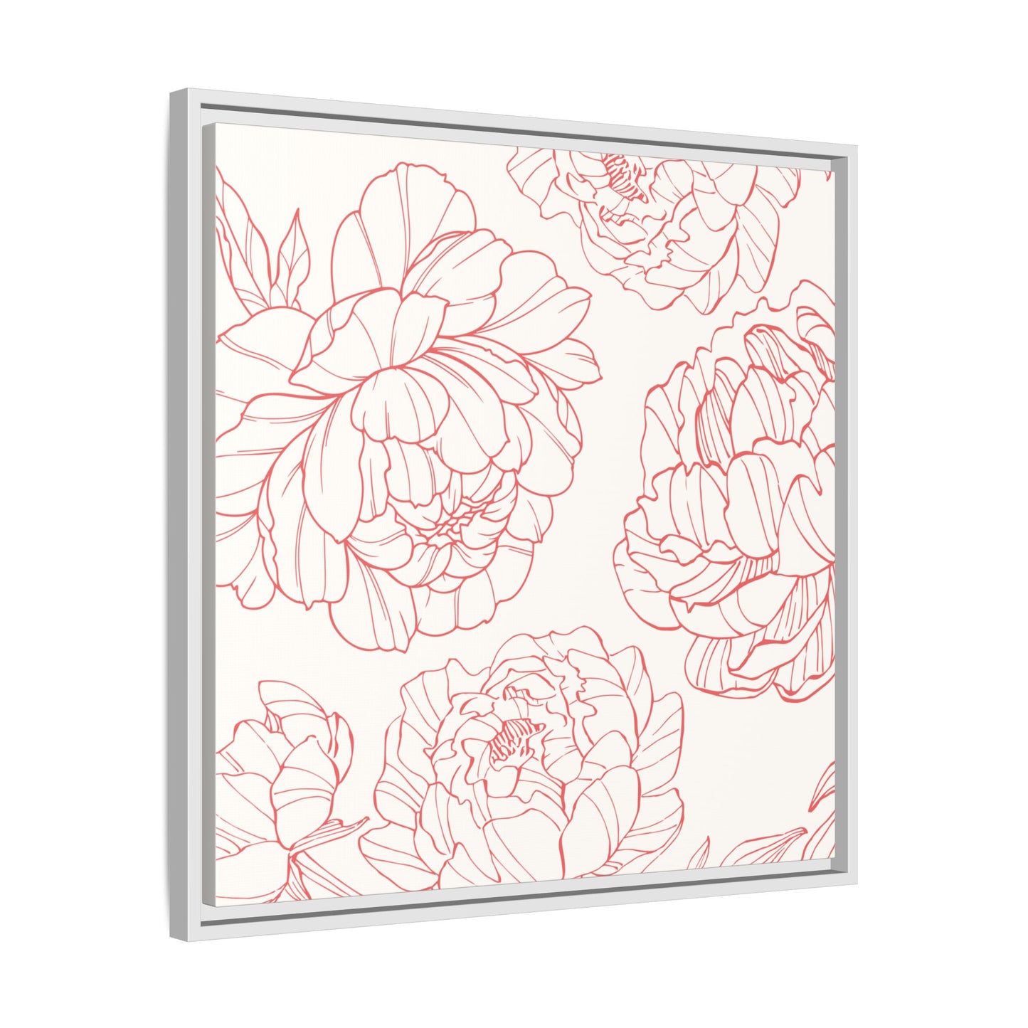 Floral Matte Canvas, White Wooden Framed, Matching Shower Curtain Available