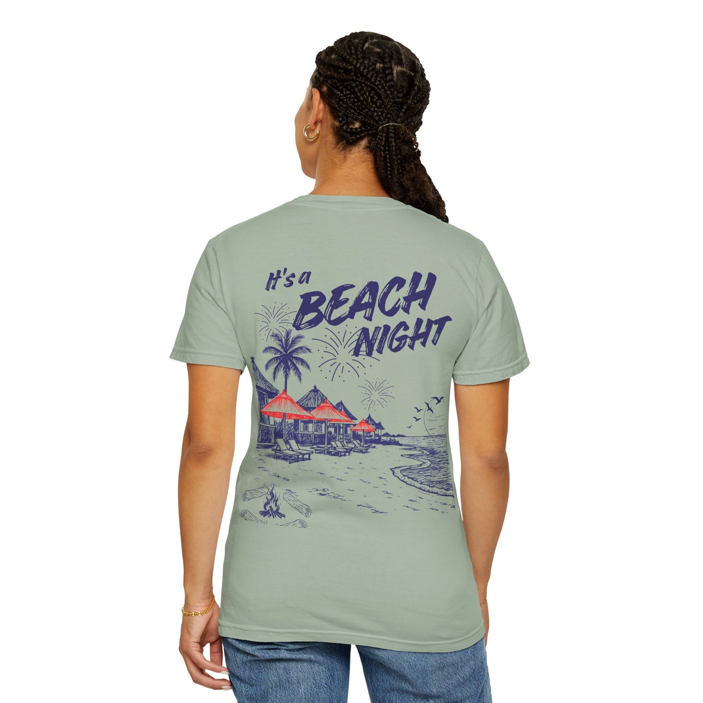 Beach Day Beach Night T-Shirt — Front & Back Beach Scene Unisex Tee