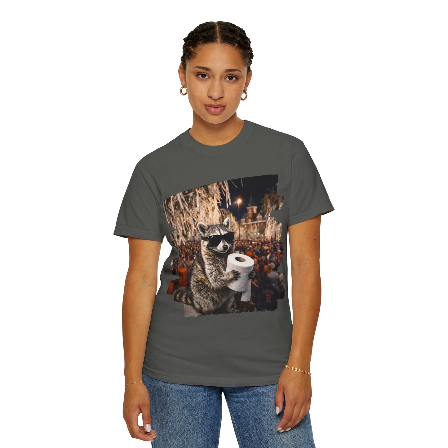 Raccoon Football T-Shirt — Comfort Colors Garment-Dyed Tee