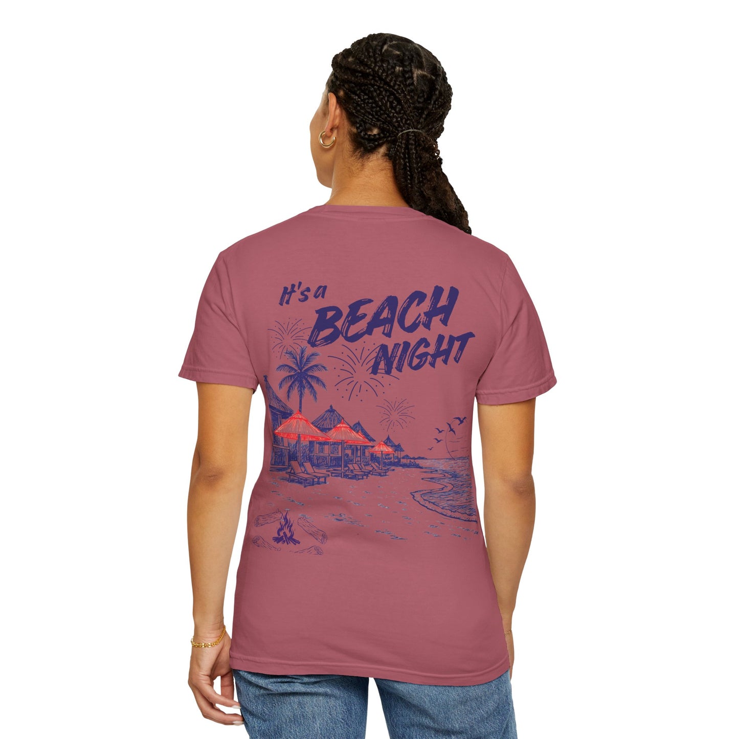 Beach Day Beach Night T-Shirt — Front & Back Beach Scene Unisex Tee
