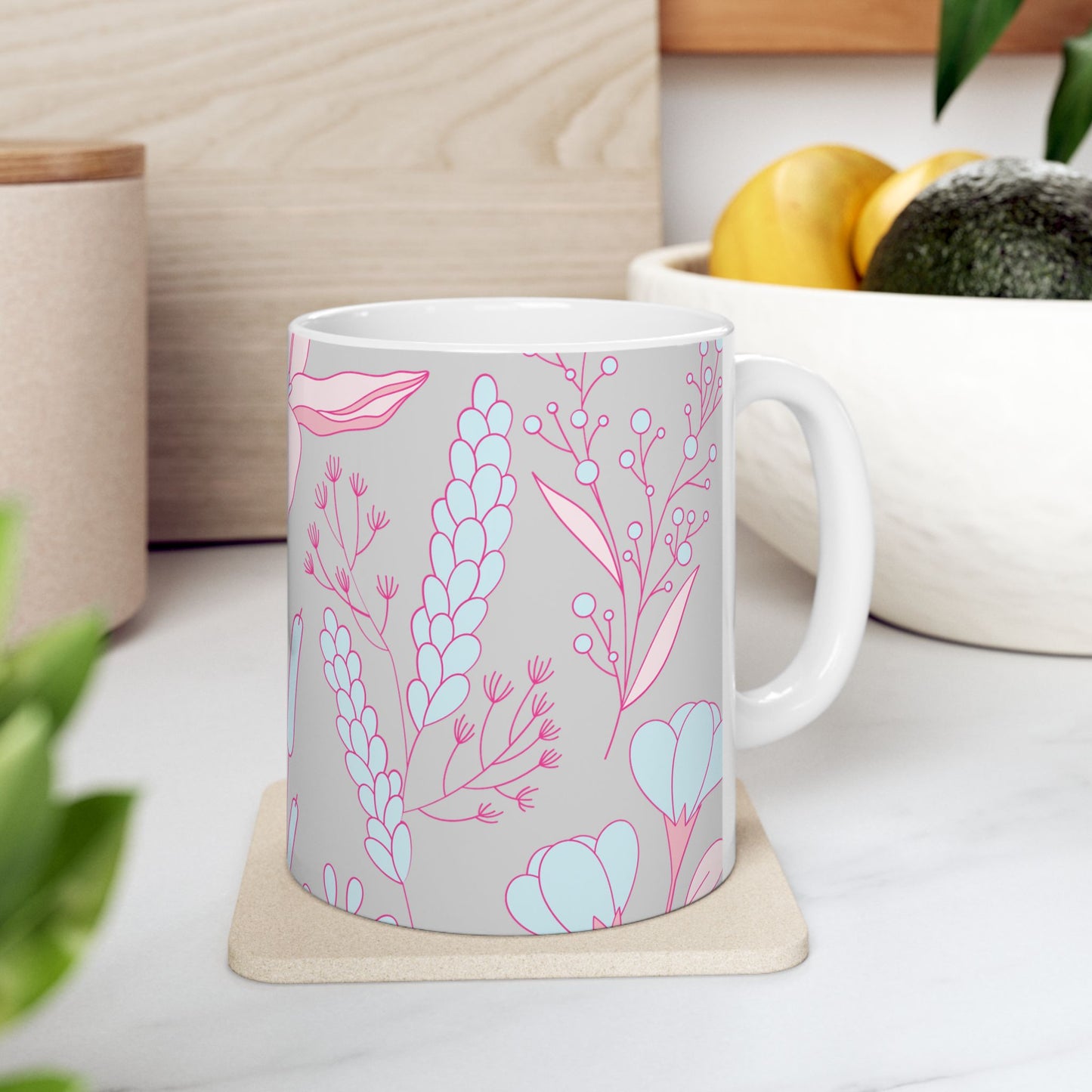 Worthy Floral Ceramic Mug — Inspirational Coffee & Tea Cup, Gift for Garden Lovers (11oz/15oz)