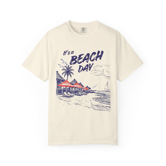 Beach Day Beach Night T-Shirt — Front & Back Beach Scene Unisex Tee