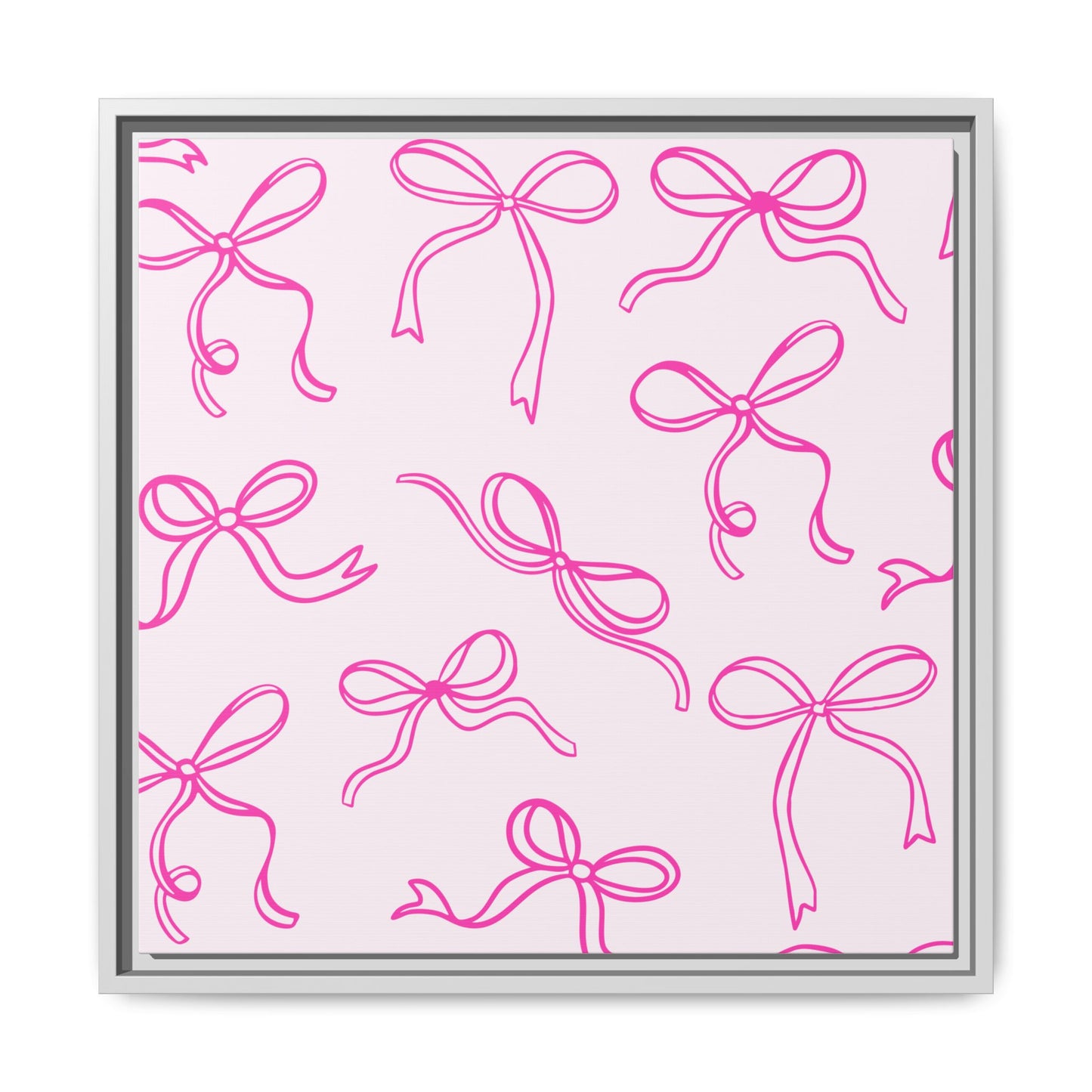 Framed Pink Bow Pattern Matte Canvas — Bathroom/Bedroom Wall Art