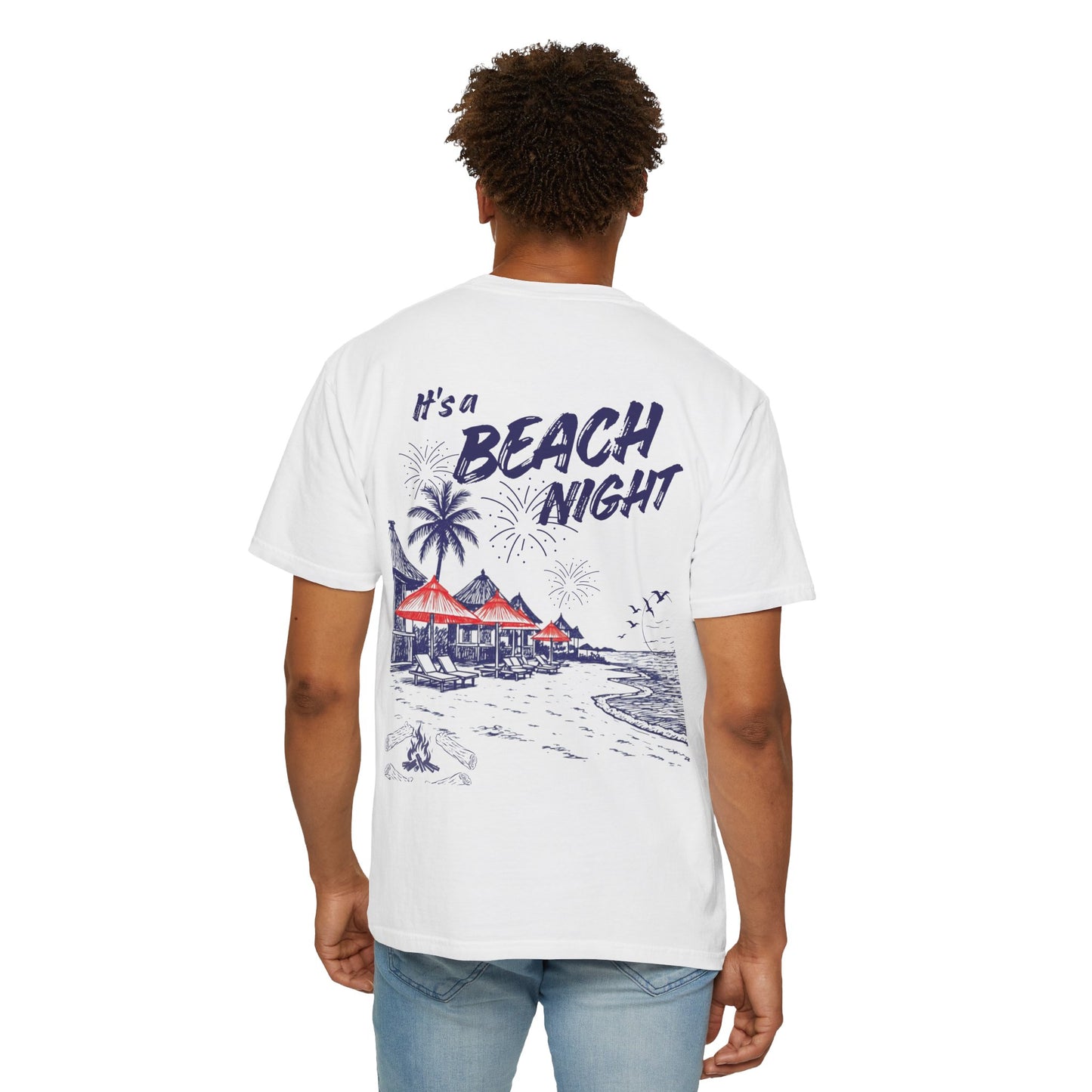 Beach Day Beach Night T-Shirt — Front & Back Beach Scene Unisex Tee