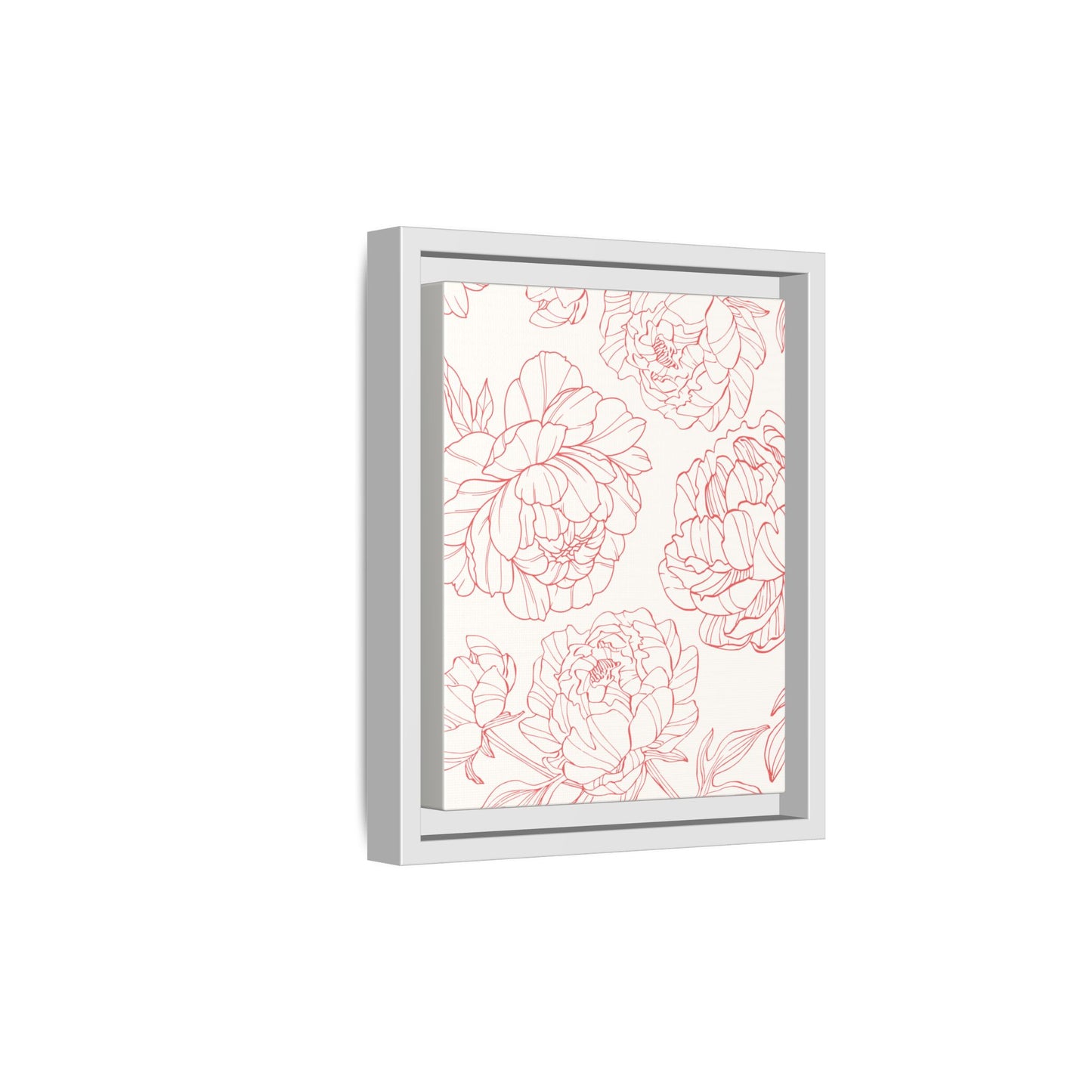 Floral Matte Canvas, White Wooden Framed, Matching Shower Curtain Available