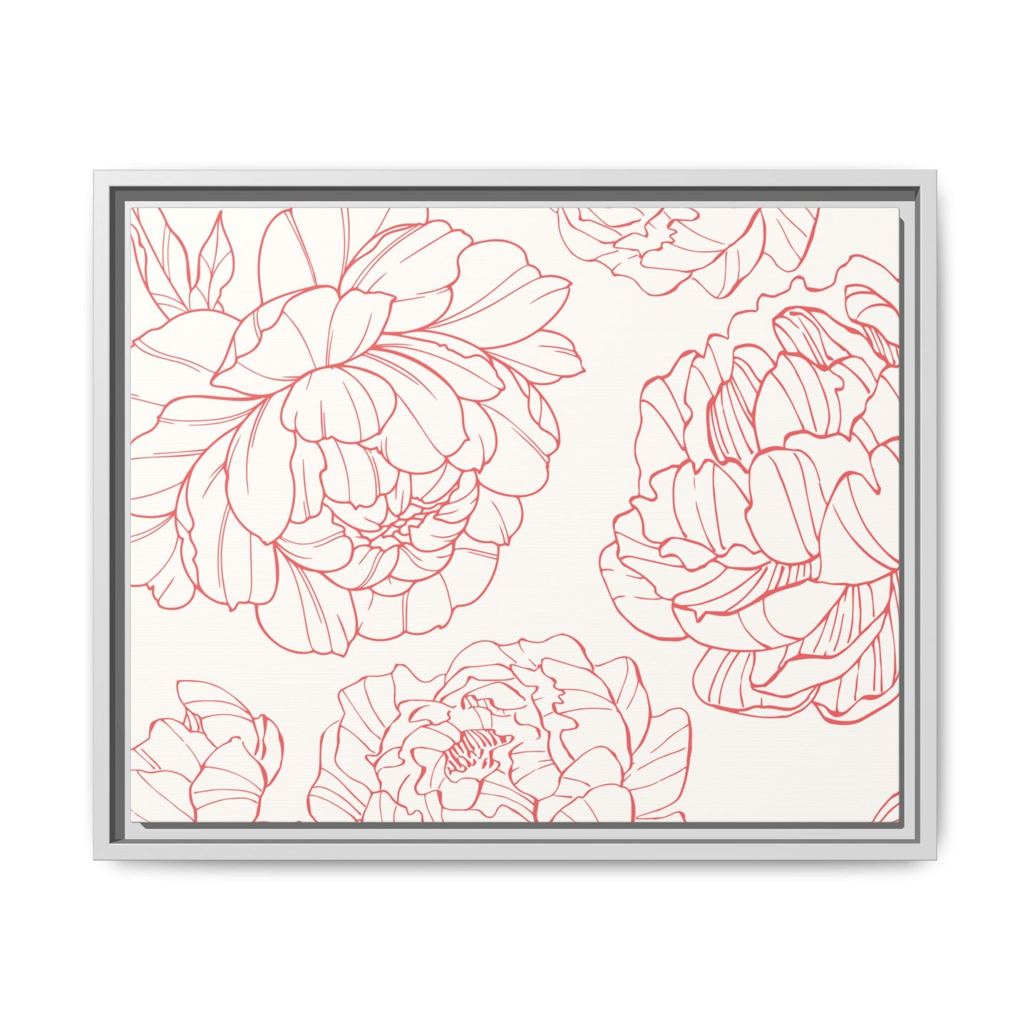 Floral Matte Canvas, White Wooden Framed, Matching Shower Curtain Available