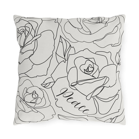 Peace Floral Outdoor Pillows, Outdoor Decor, Garden Cushions, Patio Accessories, Home Relaxation, Water resistant, UV protection