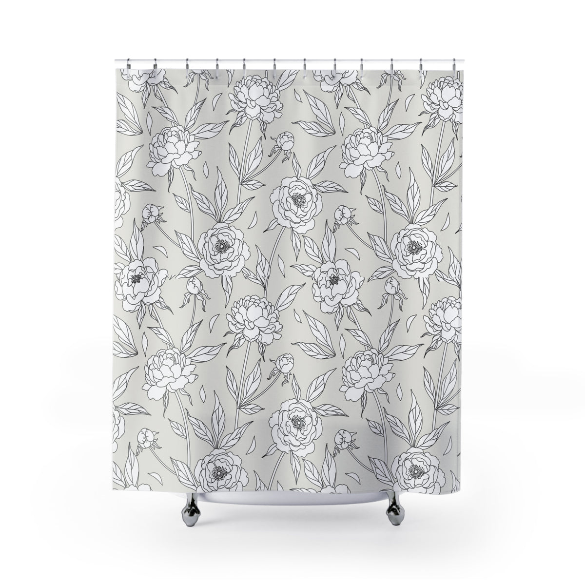 Floral Peony Shower Curtain -Botanical Bathroom Decor