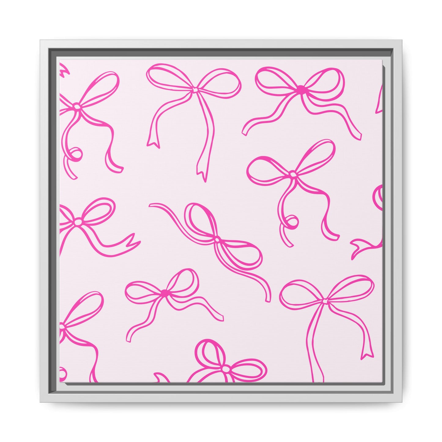 Framed Pink Bow Pattern Matte Canvas — Bathroom/Bedroom Wall Art
