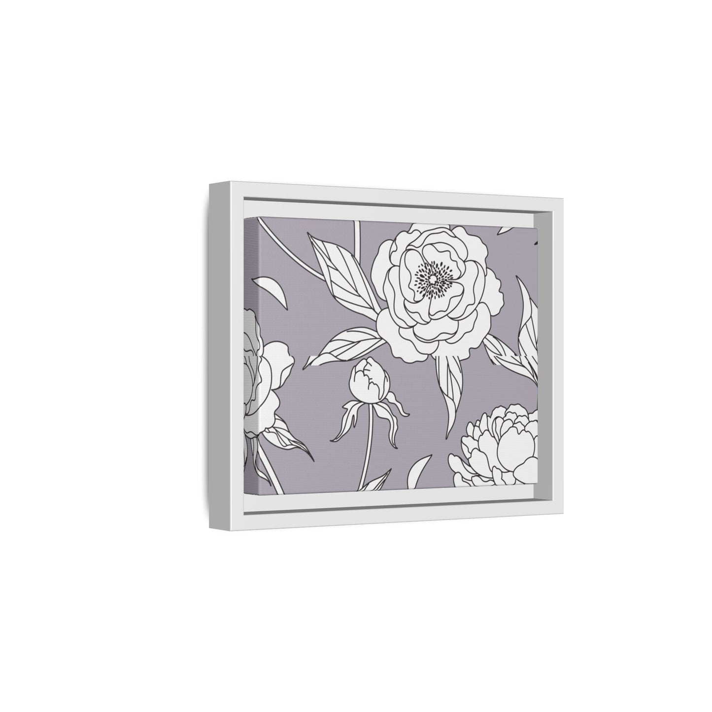 Floral Matte Canvas, White Wooden Framed, Bathroom Decor, Matching Shower Curtain Available, purplegray