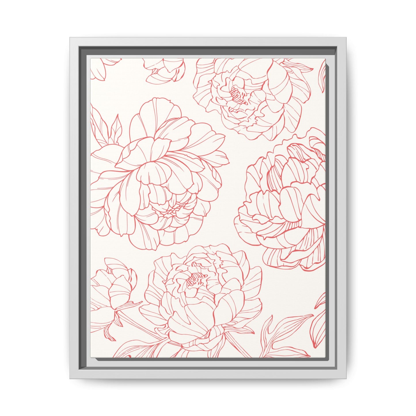Floral Matte Canvas, White Wooden Framed, Matching Shower Curtain Available