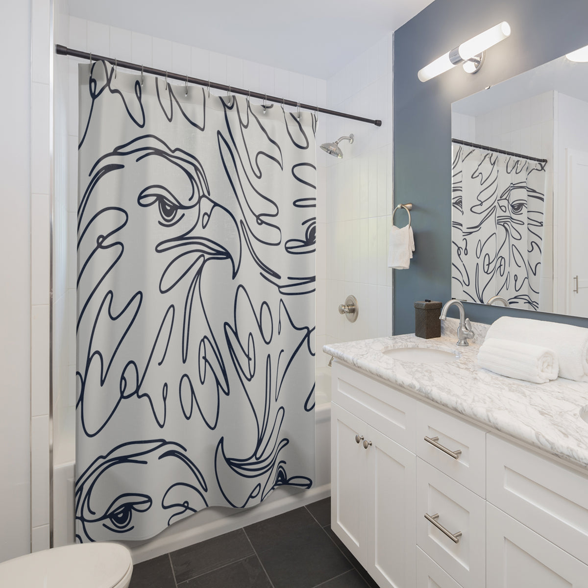 Eagle Line Art Shower Curtain