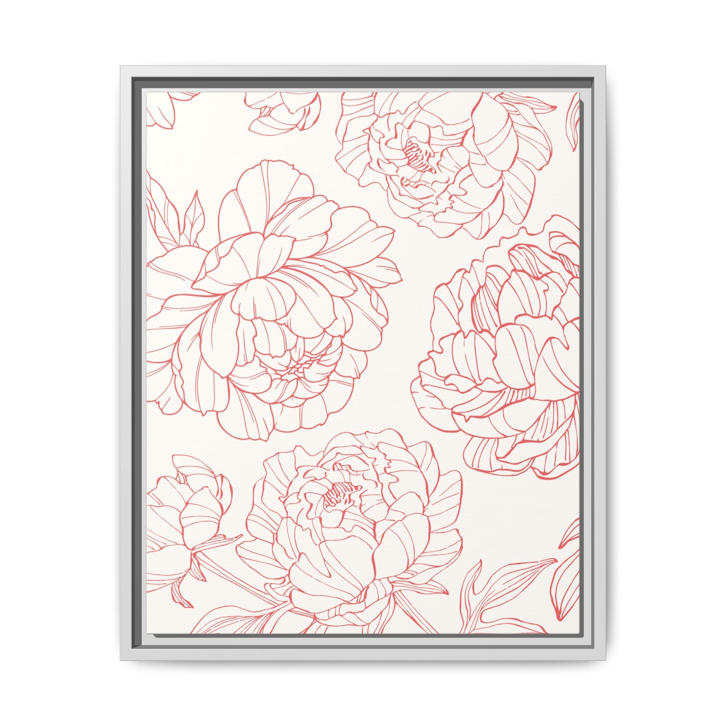 Floral Matte Canvas, White Wooden Framed, Matching Shower Curtain Available