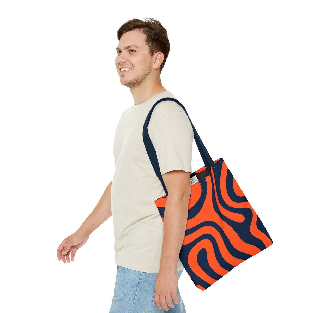 Tiger stripe Orange and Navy Tote Bag