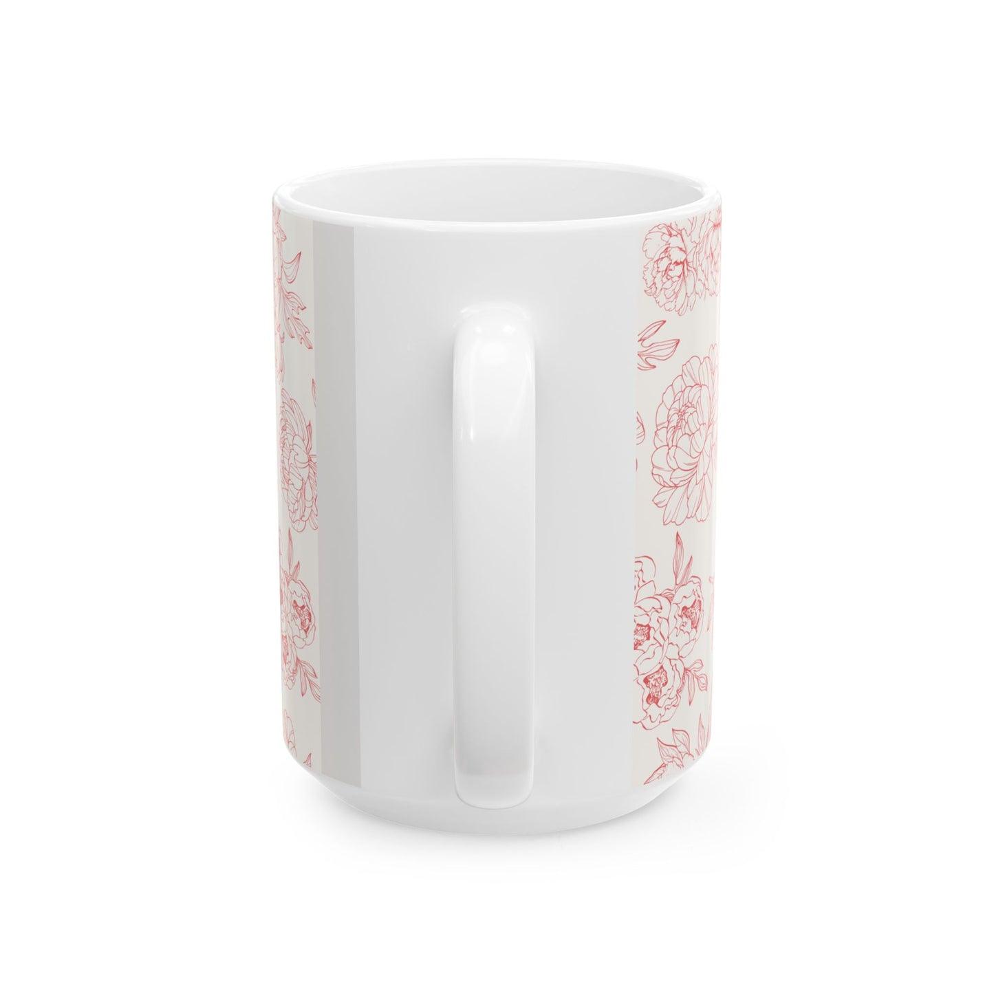Blush Peony Floral Mug | Ceramic Coffee Cup, Tea Cup, Mug with Handle