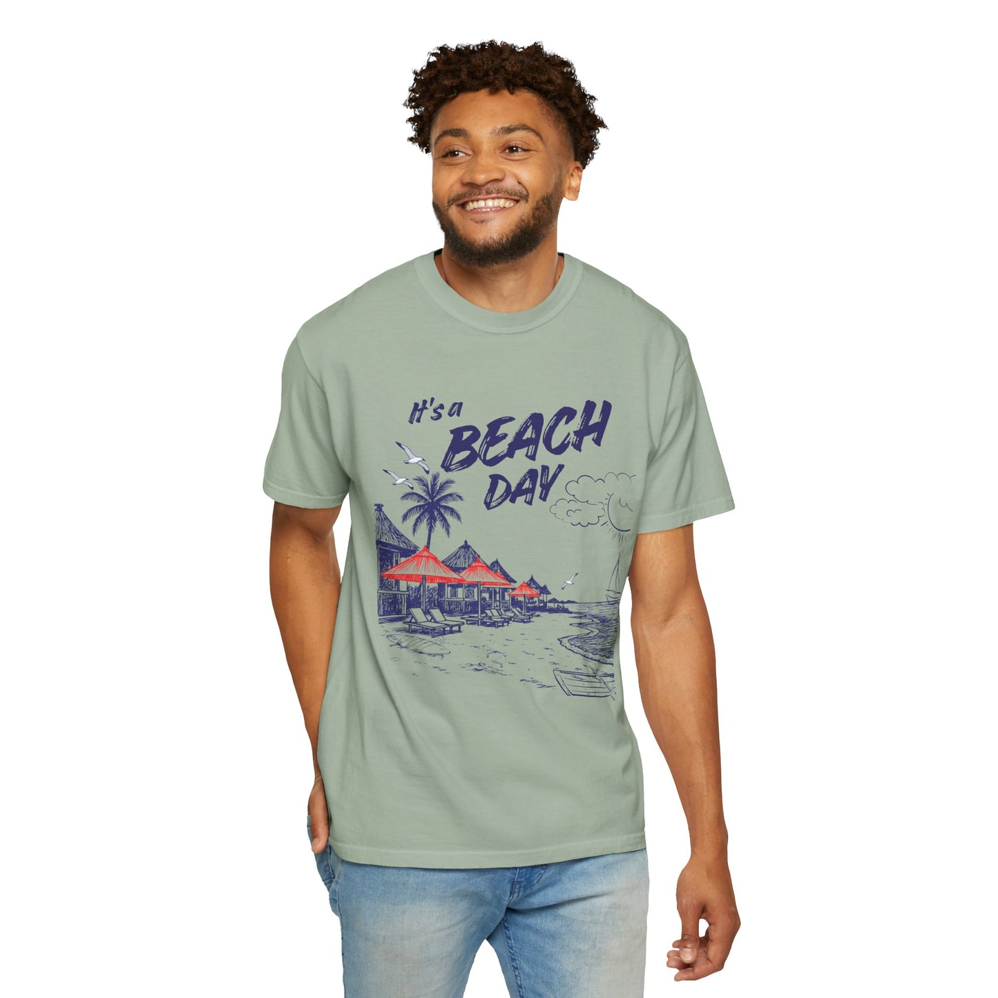 Beach Day Beach Night T-Shirt — Front & Back Beach Scene Unisex Tee