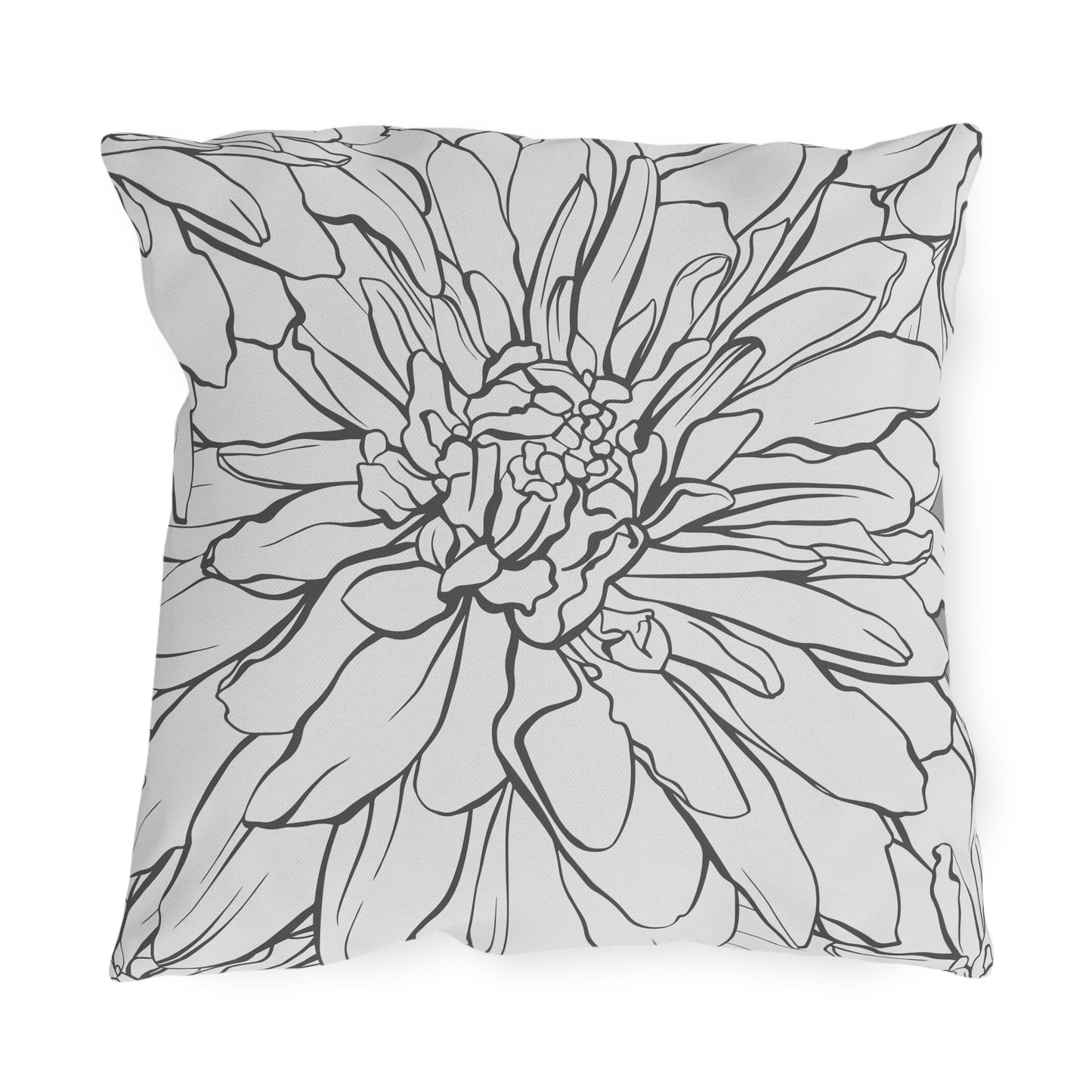 Dahlia Lines Outdoor Pillow | Botanical Floral Cushion