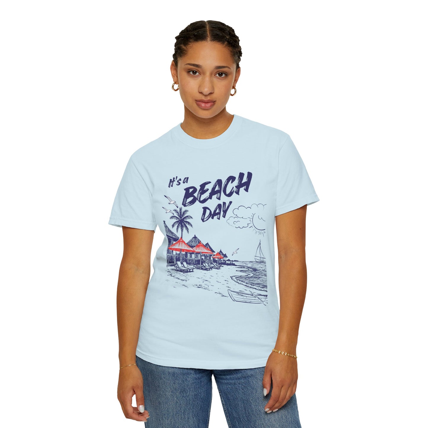Beach Day Beach Night T-Shirt — Front & Back Beach Scene Unisex Tee