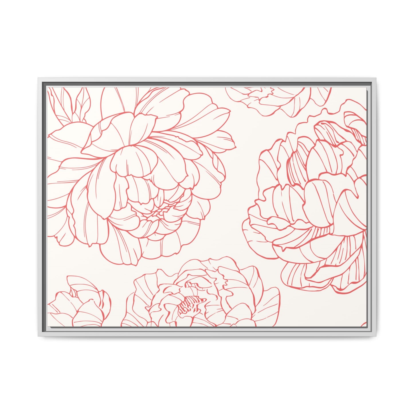 Floral Matte Canvas, White Wooden Framed, Matching Shower Curtain Available