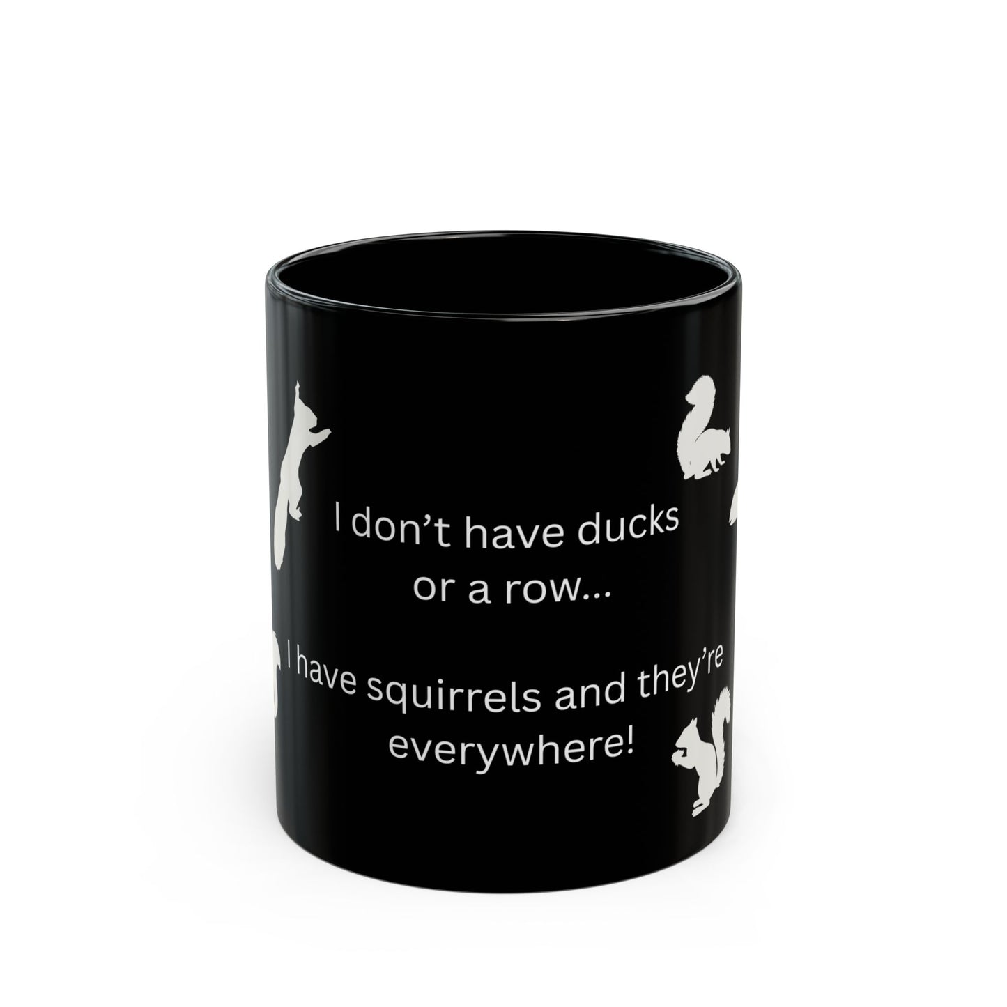 Busy Mom Funny Mug | Black mug with squirrel silhouettes