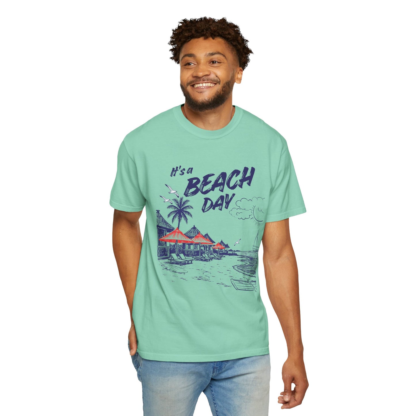 Beach Day Beach Night T-Shirt — Front & Back Beach Scene Unisex Tee
