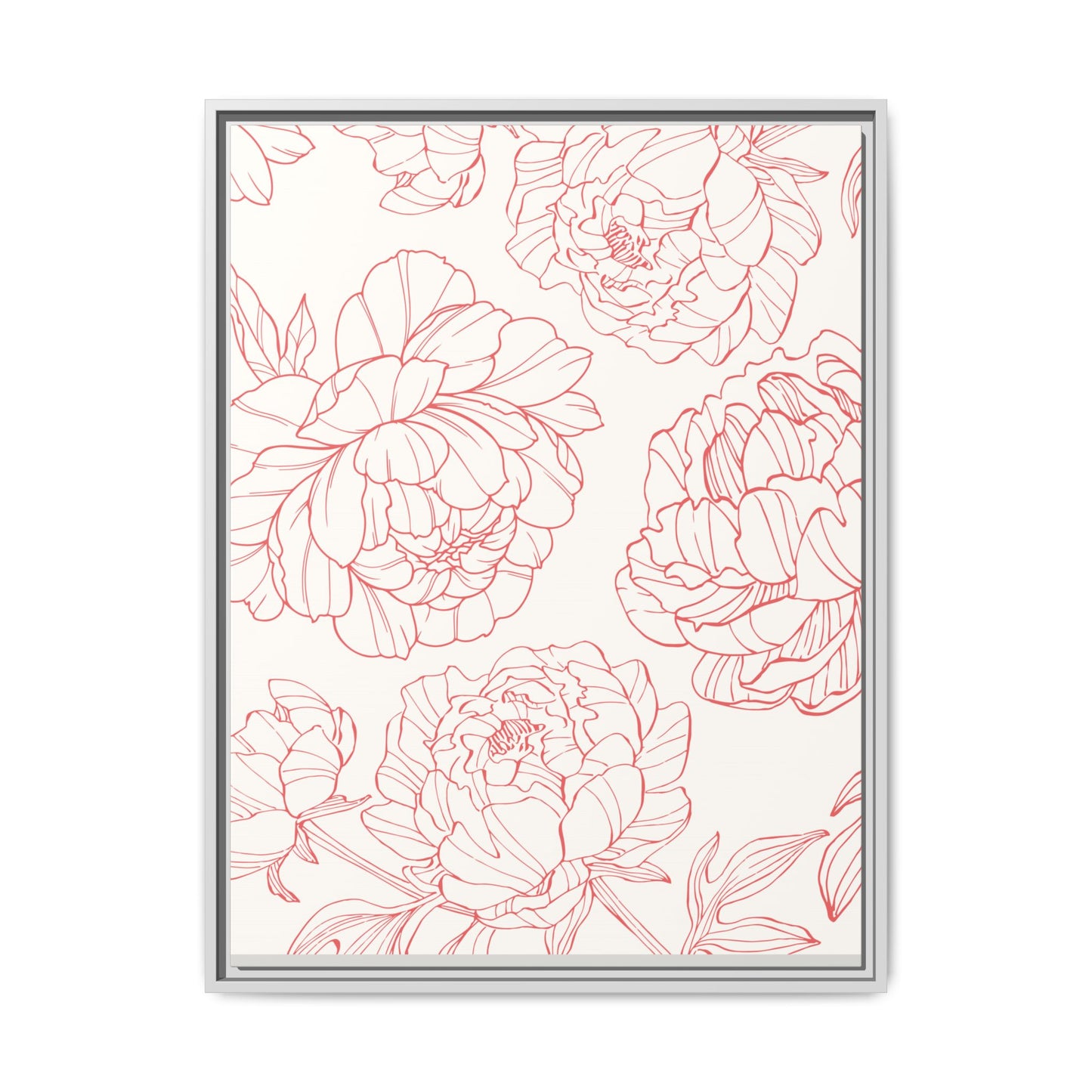 Floral Matte Canvas, White Wooden Framed, Matching Shower Curtain Available
