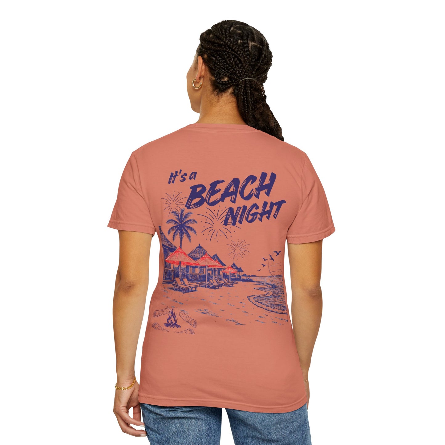 Beach Day Beach Night T-Shirt — Front & Back Beach Scene Unisex Tee