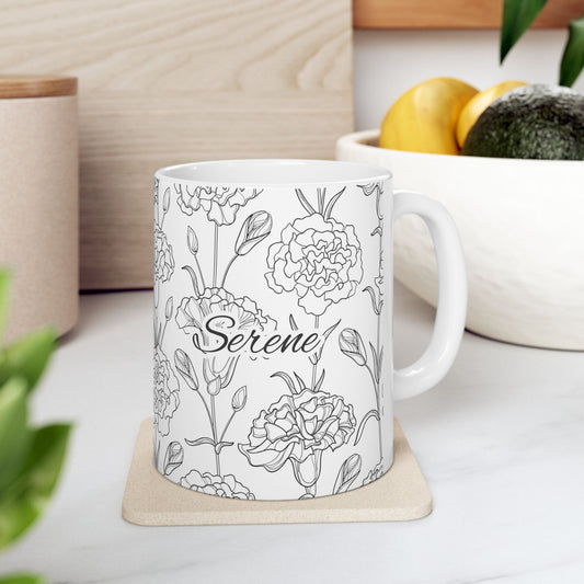 Serene Ceramic Mug — Funny Coffee & Tea Cup Gift for Busy Moms