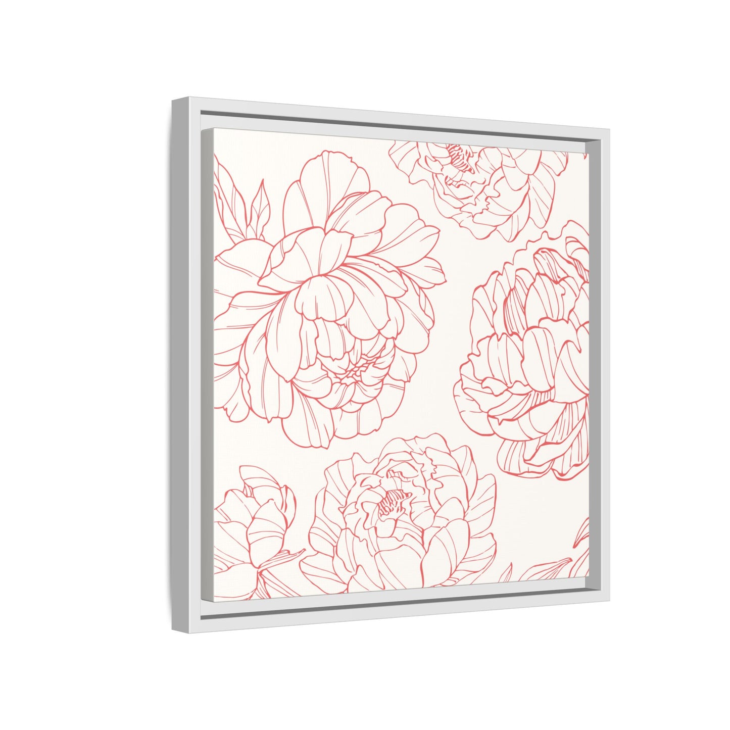 Floral Matte Canvas, White Wooden Framed, Matching Shower Curtain Available